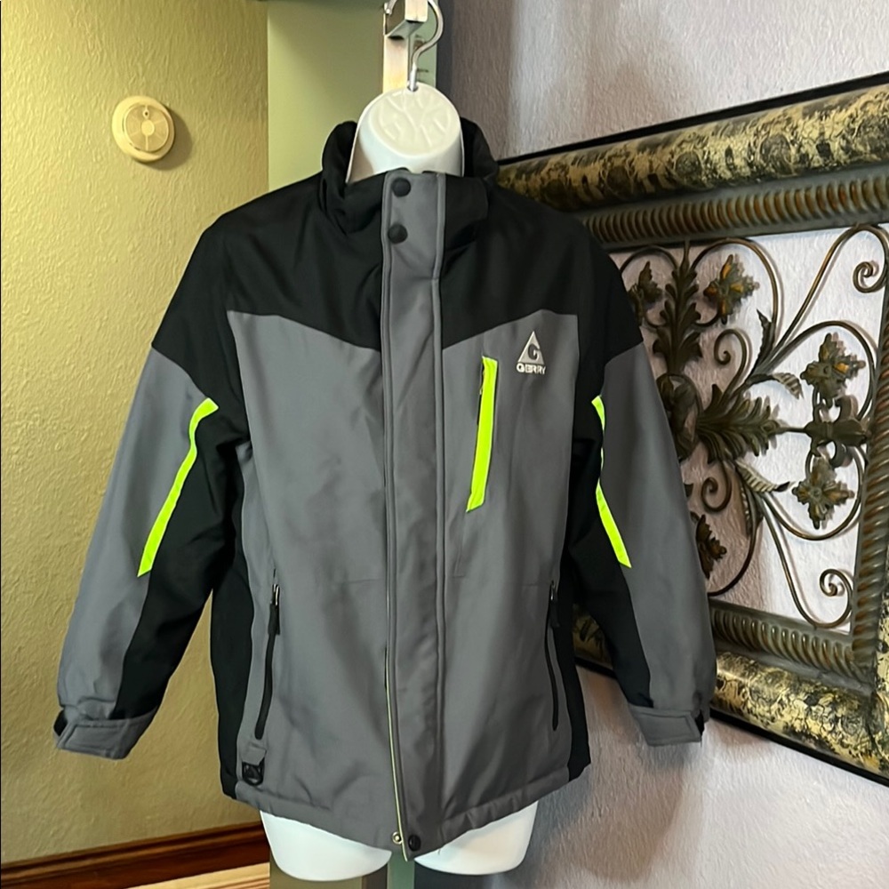 GERRY Black and Gray Ski Jacket Boys M 10-12 - double zip front